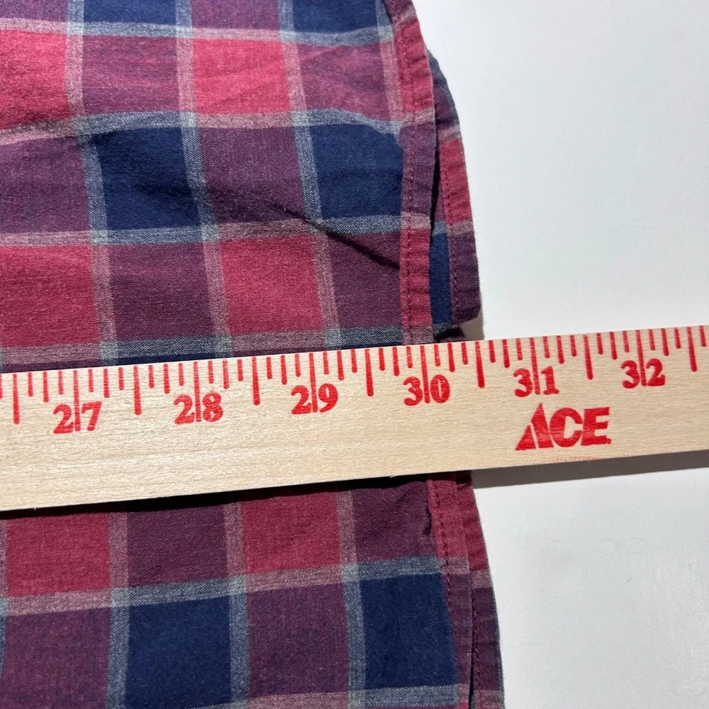 J. Crew Large Slim Fit Button Down Shirt Red Blue Plaid Cotton Casual Mens